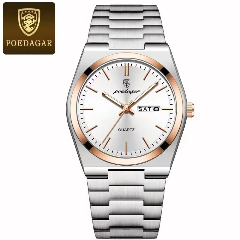 2024 New POEDAGAR 930Luxury Watch for Man Waterproof Luminous Stainless Steel Men Watch Casual Quartz Men'S Watches Male Clock