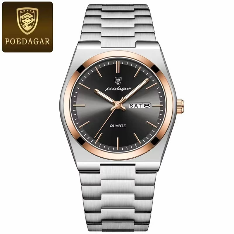 2024 New POEDAGAR 930Luxury Watch for Man Waterproof Luminous Stainless Steel Men Watch Casual Quartz Men'S Watches Male Clock