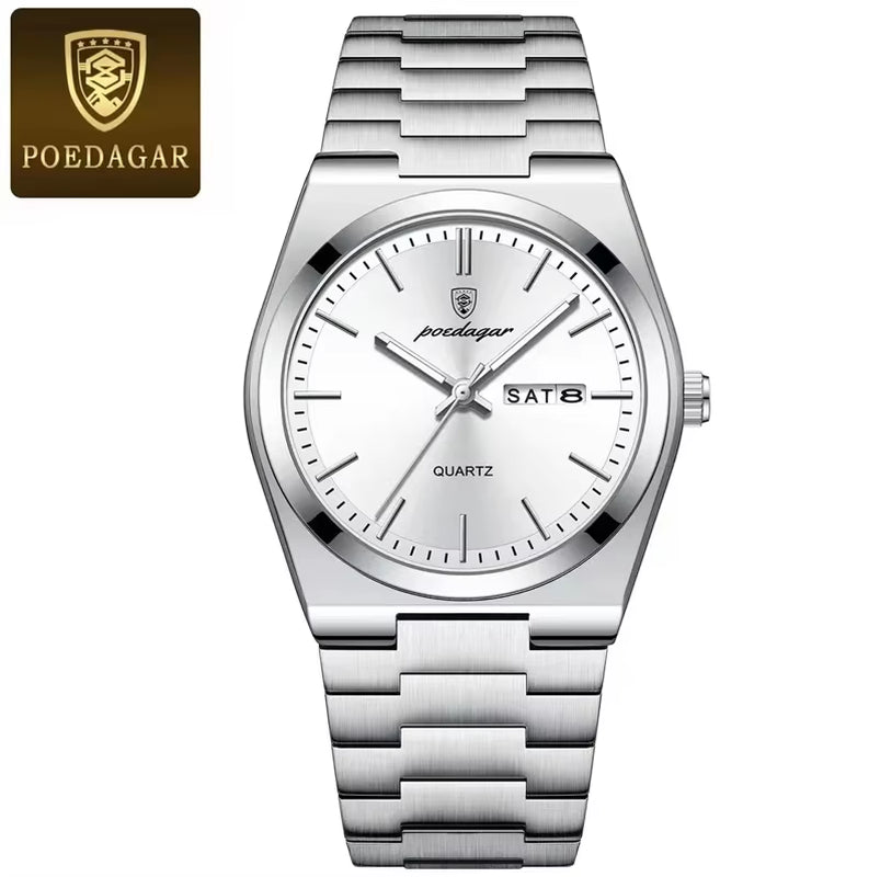 2024 New POEDAGAR 930Luxury Watch for Man Waterproof Luminous Stainless Steel Men Watch Casual Quartz Men'S Watches Male Clock