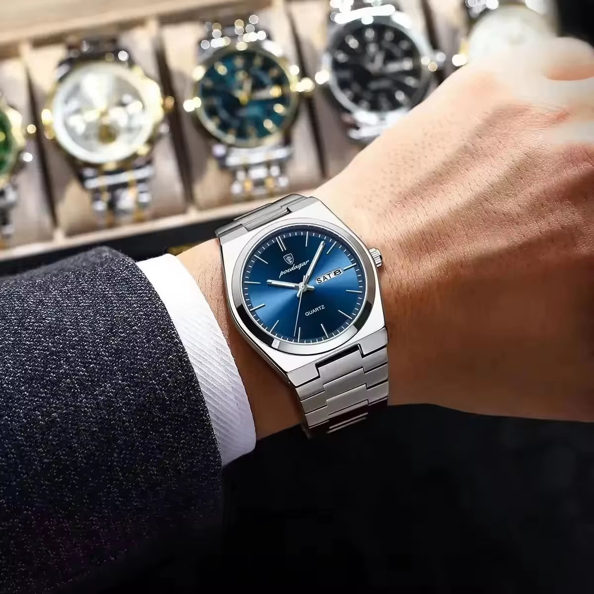 2024 New POEDAGAR 930Luxury Watch for Man Waterproof Luminous Stainless Steel Men Watch Casual Quartz Men'S Watches Male Clock