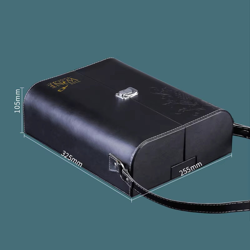 Most Popular Luxury Red Wine Double Leatherette Top Handle Wine Gift Box 2 Bottle PU Leather Wine Gift Box