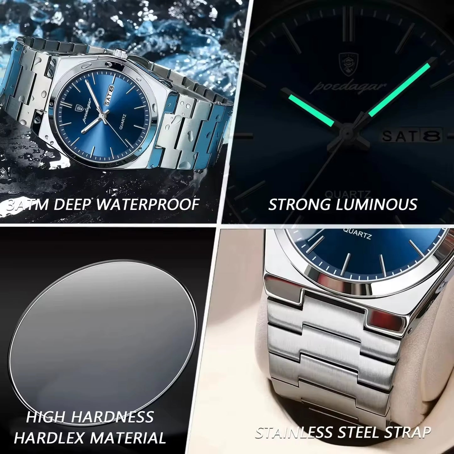 2024 New POEDAGAR 930Luxury Watch for Man Waterproof Luminous Stainless Steel Men Watch Casual Quartz Men'S Watches Male Clock