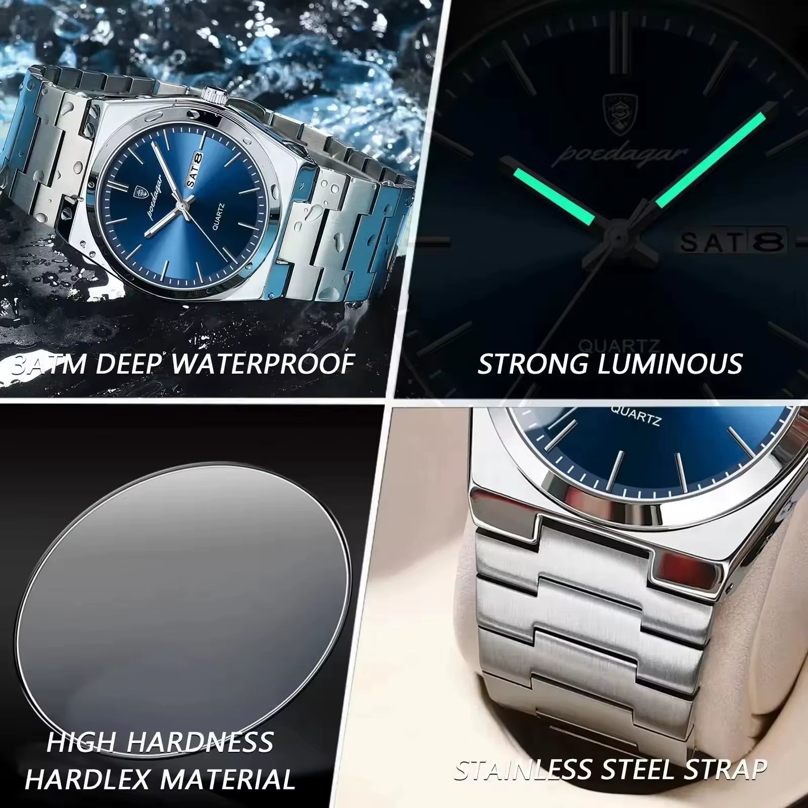 2024 New POEDAGAR 930Luxury Watch for Man Waterproof Luminous Stainless Steel Men Watch Casual Quartz Men'S Watches Male Clock
